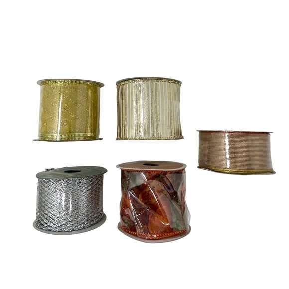 Ribbon -10 Spools each 9 feet in Length - 9 - 3" Wide, 1 - 2" Wide - Wire Edged - Picture 5 of 5